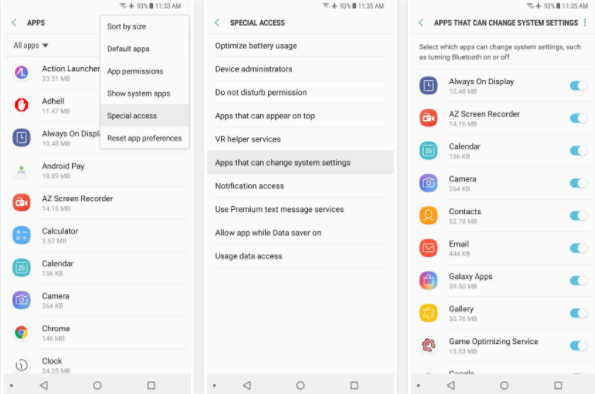 how to change app settings on s8